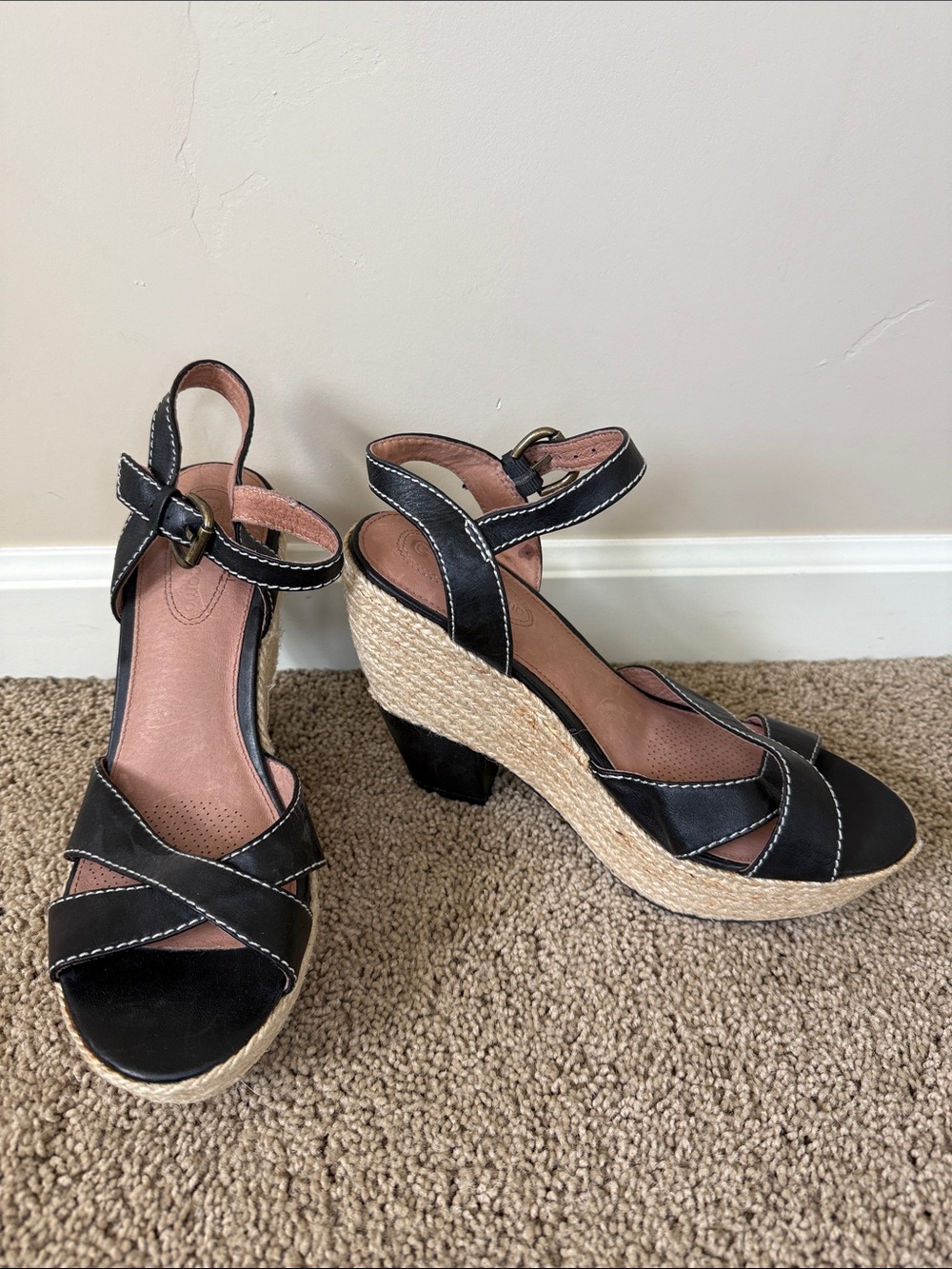 Corso Como | Black Women's Espadrille Wedge Sandals with Ankle Strap | Size 8.5 - Picture 2 of 4